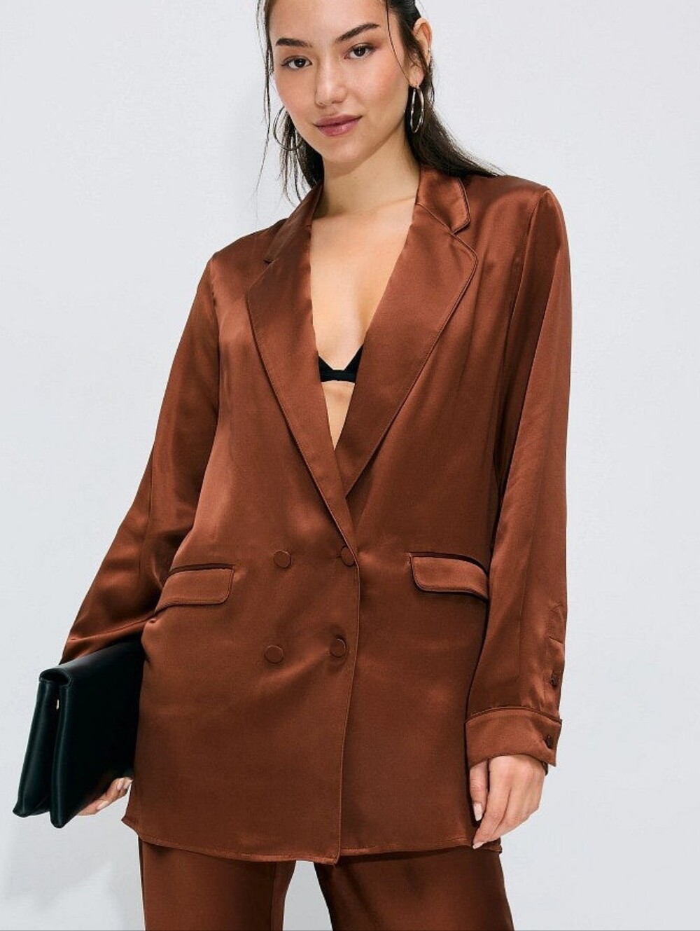 Silk Laundry Relaxed Double Button Blazer Long Sleeve Front Buttonsize S